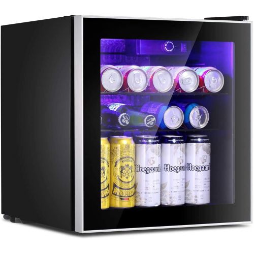  [아마존베스트]Antarctic Star Mini Fridge Cooler - 60 Can Beverage Refrigerator Glass Door for Beer Soda or Wine  Glass Door Small Drink Dispenser Machine Clear Front Removable for Home, Office