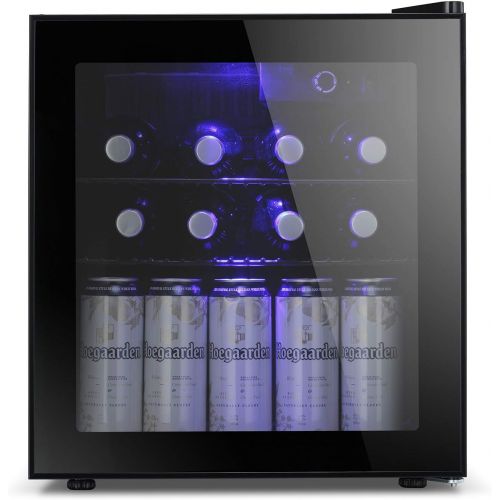  [아마존베스트]Antarctic Star 1.6cu.ft Wine Cooler/Cabinet Beverage Refigerator Small Wine Cellar Soda Beer Counter Top Bar Fridge Quiet Operation Compressor Freestanding Door Black Glass