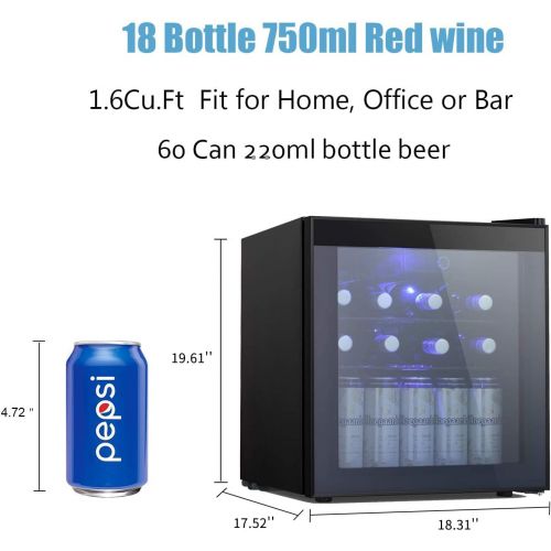  Antarctic Star Beverage Refrigerator Cooler - 60 Can Mini Fridge Glass Door for Soda Beer or Wine ?Smoked Glass Door Small Drink Dispenser Machine for Home, Office or Bar, 1.6cu.ft