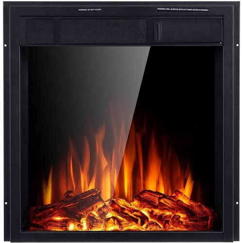  Antarctic Star Electric Fireplace Insert 22.5” Freestanding Heater Remote Control with 7 Log Hearth Flame Settings Adjustable Flame,750w/1500w Black
