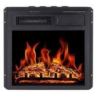 Antarctic Star Electric Fireplace Insert 18 Freestanding Heater Remote Control with 7 Log Hearth Flame Settings Adjustable Flame ,1500w Black