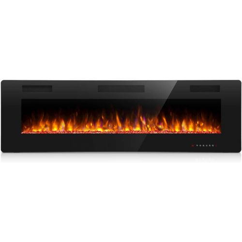  Antarctic Star 50 Inch Electric Fireplace in Wall Recessed and Wall Mounted, Fireplace Heater and Linear Fireplace with Multicolor Flame, Timer, 750/1500W Control by Touch Panel &