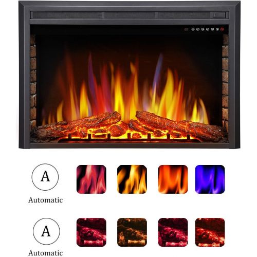  Antarctic star 36 Electric Fireplace Insert, Freestanding & Recessed Electric Stove Heater, LED Adjustable Flame with Burning Fireplace Logs Touch Screen, Remote Control, Timer, 75