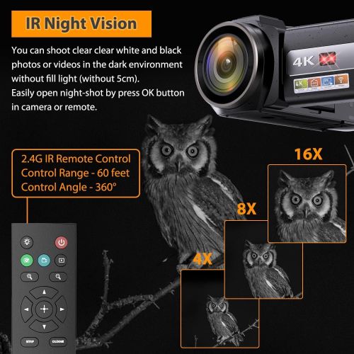  [아마존베스트]Anteam Video Camera Camcorder WiFi YouTube Vlogging Camera FHD 1080P 30FPS 26MP 16X Digital Zoom IR Night Vision 3 Touch Screen Digital Video Recorder with Microphone, Stabilizer, 2.4G Re