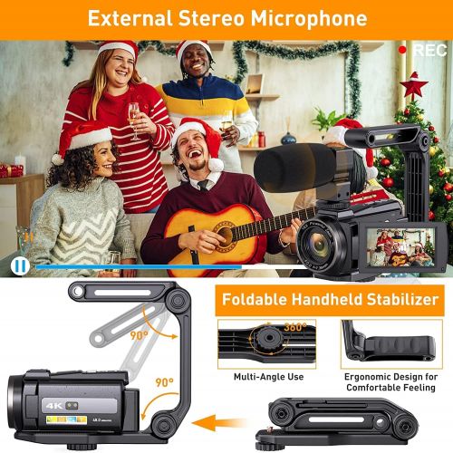  [아마존베스트]Anteam Video Camera Camcorder WiFi YouTube Vlogging Camera FHD 1080P 30FPS 26MP 16X Digital Zoom IR Night Vision 3 Touch Screen Digital Video Recorder with Microphone, Stabilizer, 2.4G Re