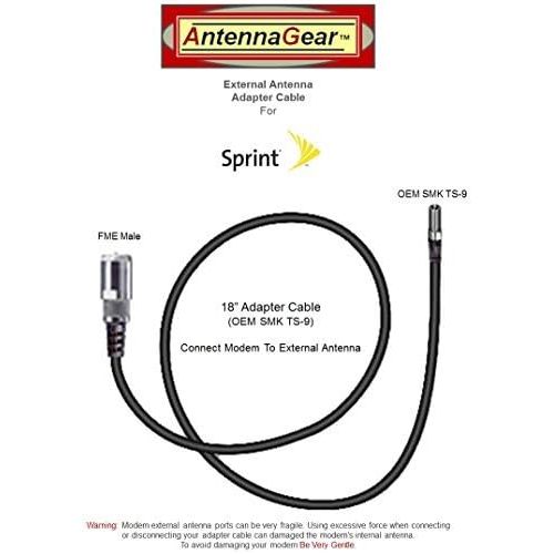  AntennaGear 8dB Sprint Novatel Wireless Merlin C777 2-in-1 Mobile Broadband Card External Antenna wOEM SMK TS-9