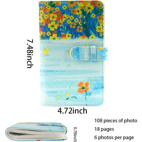  Anter 108 Pockets Mini Photo Album Compatible for Fujifilm Instax Mini 11 8 8+ 9 7s 25 26 50s 70 90 Instant Camera & Name Card - Small Yellow Flower