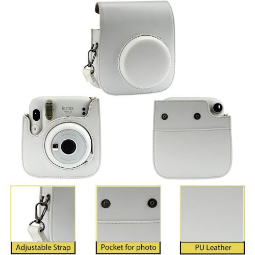  Anter Instant Camera Accessories Compatible with Fujifilm Instax Mini 11 Instant Film Camera,Including Mini 11 Camera Case, Photo Album,Film Stickers etc - Ice White