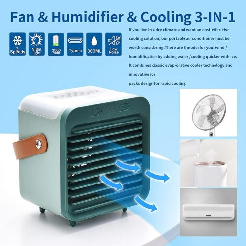  Antetek Portable Air Conditioner Fan, Mini Evaporative Air Cooler, Personal Rechargeable Small Air Conditioner Portable, Artic Air Cooling Fan With 3-Speed for Room Home Office Dorm