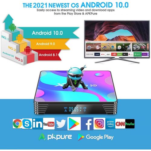  [아마존베스트]Antfraer Android TV Box 10.0,[2020 Newest] DQ6 Android 10.0 TV Box 4GB RAM 64GB ROM, RK3318 Quad-Core 64 Bits Dual-WiFi 2.4GHz/5GHz Bulit-in Antenna Bluetooth, USB 3.0 3D 4K AOSP TV Box