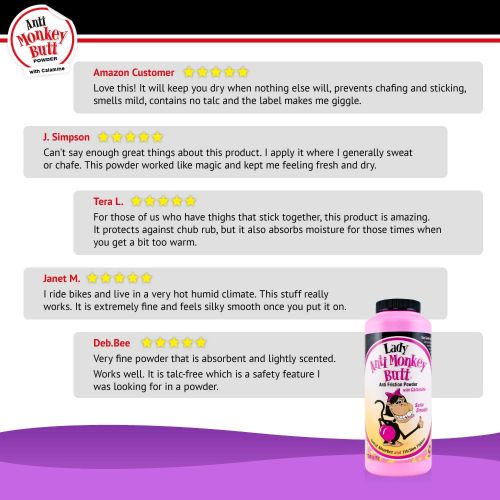  [아마존베스트]Anti Monkey Butt Lady Anti-Monkey Butt | Womens Anti Friction and Sweat Powder with Calamine | Talc Free | 6 oz.