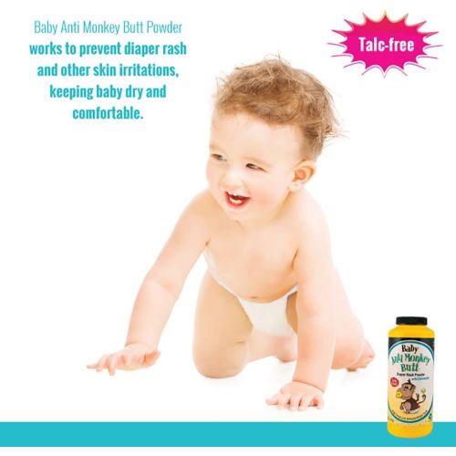  Anti Monkey Butt Baby Powder | Prevents Diaper Rash and Absorbs Moisture | Talc Free | 6 Ounces | Pack of 3