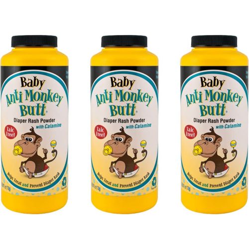  Anti Monkey Butt Baby Powder | Prevents Diaper Rash and Absorbs Moisture | Talc Free | 6 Ounces | Pack of 3