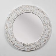 Antique Rustic Bone Inlay Modern Antique Handmade Round Wall Mirror
