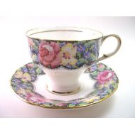 AntiqueAndCrafts Antique 1940s Paragon Tea cup And Saucer, Paragon teacup set with flowers, English tea cup set, Needle point flower design .
