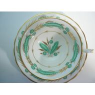 AntiqueAndCrafts Large Royal Chelsea tea cup and saucer, Royal Chelsea Green and Gold Design, Large Mouth Tea cup.