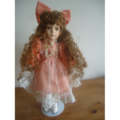  AntiqueTreasuresCo Stunning french bisque porcelain doll 17, with a stand