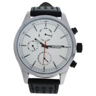 Antoneli AG0308-01 Silver/Mens Black Leather Strap Watch