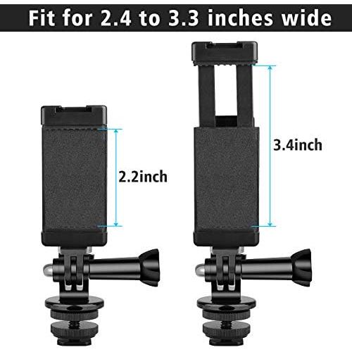  Anwenk Phone Holder Hot Shoe Mount Adapter with Cold Shoe Mount for Microphone/Flash Light Compatible with Gopro Hero DJI Osmo Action Camera Smartphone, Attach on DSLR Camera/Ring