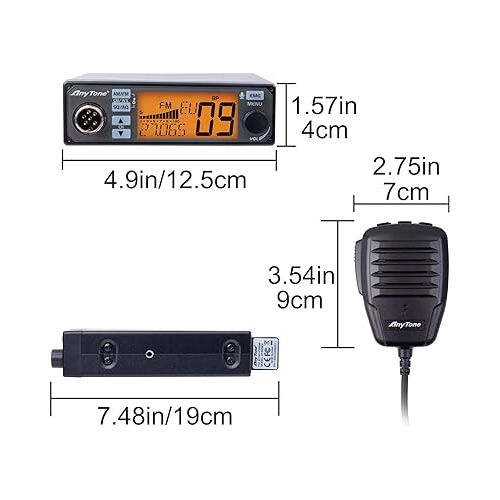  AnyTone AT-500M II Mobile CB Radio for Truck, with Input Voltage 12/24V,NR function for Noise reduction, CTCSS/DSC code,ECHO Function and WX weather channel