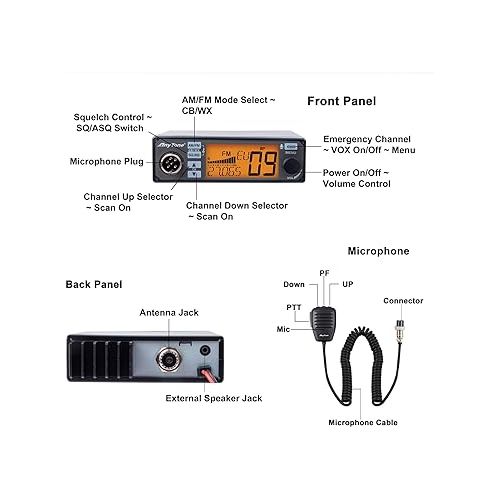  AnyTone AT-500M II Mobile CB Radio for Truck, with Input Voltage 12/24V,NR function for Noise reduction, CTCSS/DSC code,ECHO Function and WX weather channel