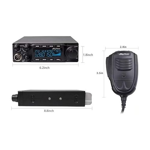  AnyTone AT-6666 10 Meter Radio for Truck, with SSB(PEP)/FM/AM/PA Mode,High Power Output 15W AM,45W FM,60W SSB(PEP)