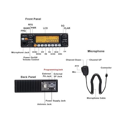  AnyTone AT-5555N II 10 Meter Radio for Truck, with CTCSS/DCS Function, High Power Output 60W AM PEP,50W FM,SSB 60W (AT-5555N II with CTCSS/DCS)