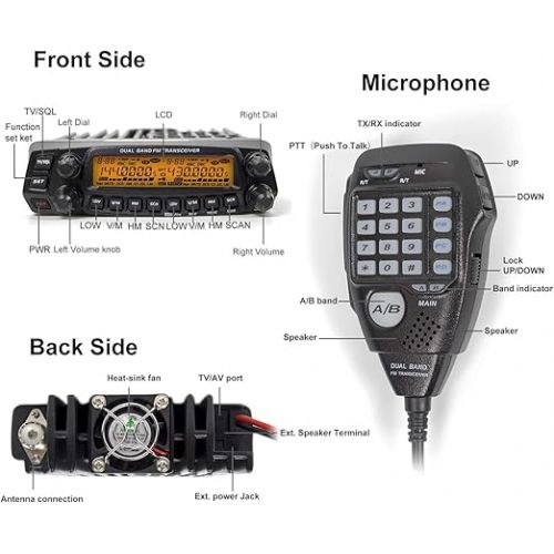  AnyTone Dual Band Mobile Transceiver VHF/UHF Transmitter Vehicle Radio AT-5888UV