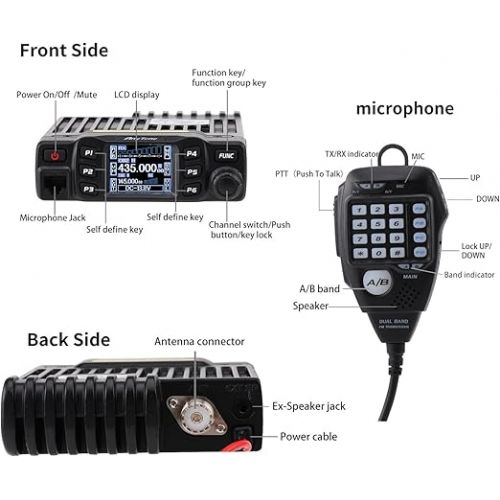  AnyTone AT-778UV Dual Band Transceiver Mobile Radio VHF/Uhf Two Way Radio