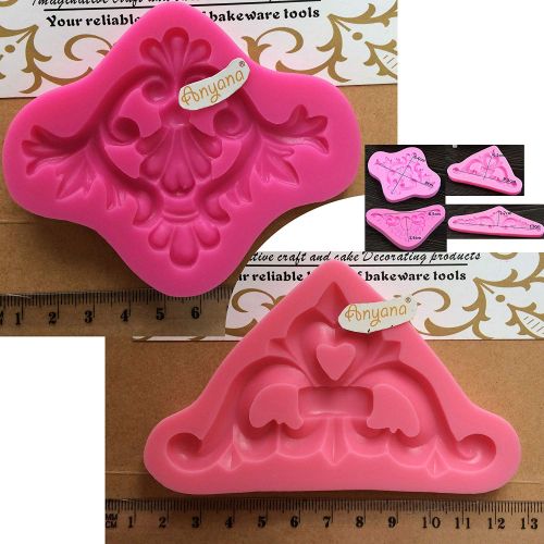  Anyana 11scrollmolds Baroque Style Curlicues Scroll Rose Vine Lace Fondant Silicone Sculpted Gum Paste Mold for Sugarcraft, Cake Border Decoration, Cupcake Topper, 3, Pink Or Other