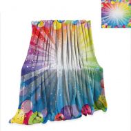 Anyangeight Birthday Digital Printing Blanket Hand Drawn Style Stars Hearts Spirals and Crowns with Celebratory Text 70x60,Super Soft and Comfortable,Suitable for Sofas,Chairs,beds