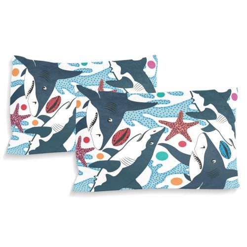  Anyangquji Sharks Shells Bedding 3 Piece Boys Girls Kids Bedding Set Cute Duvet Covers for Teens