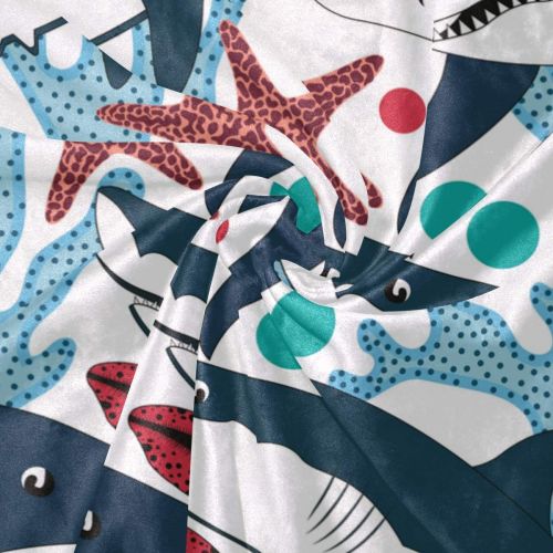  Anyangquji Sharks Shells Bedding 3 Piece Boys Girls Kids Bedding Set Cute Duvet Covers for Teens