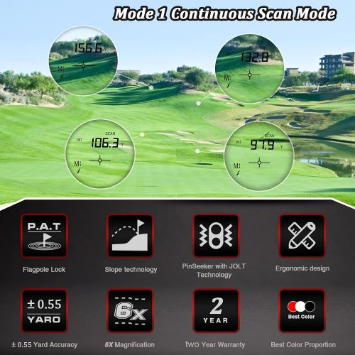  [아마존베스트]Anyork Golf & Hunting Rangefinder 1500yards, 6X Laser Range Finder with Slope On/Off,Flag-Lock Tech with Vibration, Continuous Scan Support-with Battery