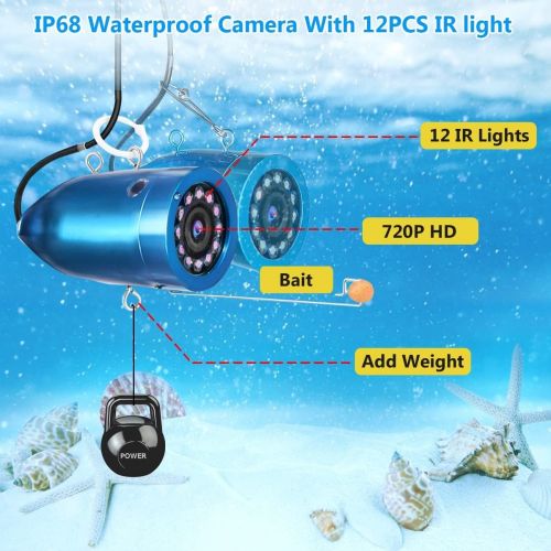  [아마존베스트]Aukfa Portable Underwater Fishing Camera with Depth Temperature Display-Waterproof HD Camera and 7 LCD Monitor-Infrared Fish Finder-Up to 8 Hours Battery Life-Ultimate Fishing Gear (15M