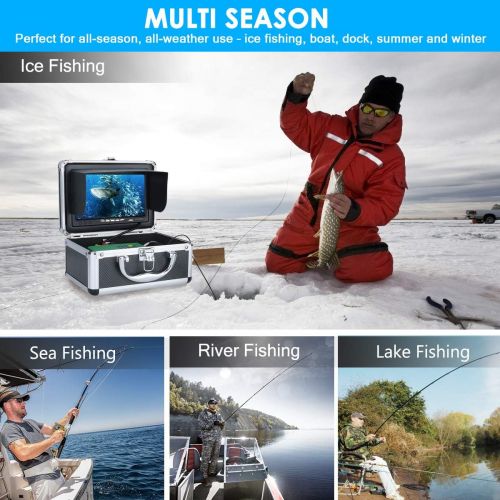  [아마존베스트]Underwater Fishing Camera, Anysun Portable Fish Finder Camera with 7 Color LCD monitor HD1080P Waterproof IP68 Underwater Viewing System with 30m/100ft Cable for Ice, Lake, Boat, S