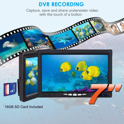  [아마존베스트]Underwater Fishing Camera, Anysun Portable Fish Finder Camera with 7 Color LCD monitor HD1080P Waterproof IP68 Underwater Viewing System with 30m/100ft Cable for Ice, Lake, Boat, S