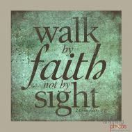 /AnythingPhotos Walk by Faith Not by Sight - 2 Corinthians Bible Verse Patina Art on Wood panel or Canvas - Home Decor Made in USA