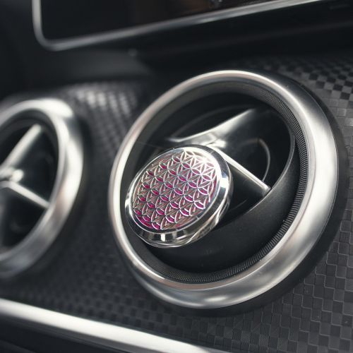  Anzazo Car Essential Oil Diffuser - 1.5 Magnetic Locket Set with Air Vent Clip - Best for Aromatherapy - Fragrance Air Freshener, Scents Diffusers - Sacred Geometry Jewelry for Car