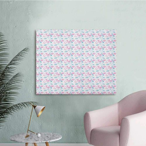  Anzhutwelve Baby Poster Wall Decor Milk Bottles Pacifiers Rattles Pattern Hand Drawn Baby Toys Themed Ornate Image Art Poster Pink Blue White W36 xL24