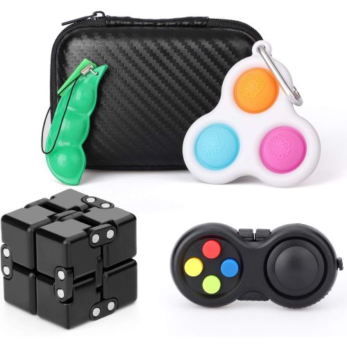 Anzmtosn Fidget Pack Toys Set Simple Dimple, Fidget Pad Controller, Infintiy Cube, Push Bubble,Sensory Anti Anxiety Stress Relief Silicone Desk Toys, Fidget Gadget, Party Favours Gifts For