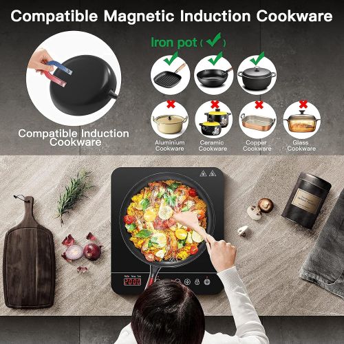  [아마존베스트]Aobosi Induction Hob, Induction Hotplate, 2000 Watts