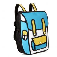 Aoibox Funny 3D Cartoon Backpack Students School Campus Bags Satchel Blue