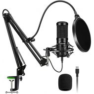 Aokeo AK-60 Professional USB Streaming Podcast PC Microphone with AK-35 Suspension Scissor Arm Stand, Shock Mount, Pop Filter, Foam Cover, for Skype, Youtuber, Karaoke, Gaming, Rec