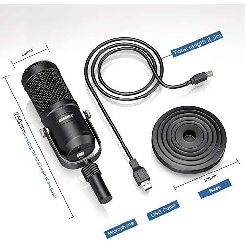  USB Microphone, Aokeo Condenser Podcast Microphone for Computer. Suitable for Recording, Gaming, Desktop, Windows, Mac, YouTube, Streaming, Discord