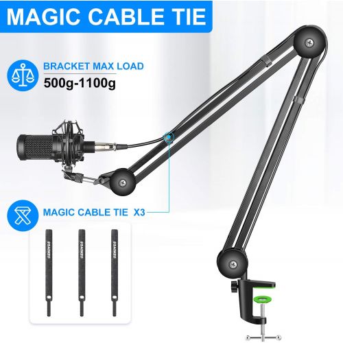  Aokeo AK-36 Microphone Stand Desk Adjustable Heavy Table Mic Stand Arm Boom for Blue Yeti,Professional Streaming, Voice-Over, Recording, Games