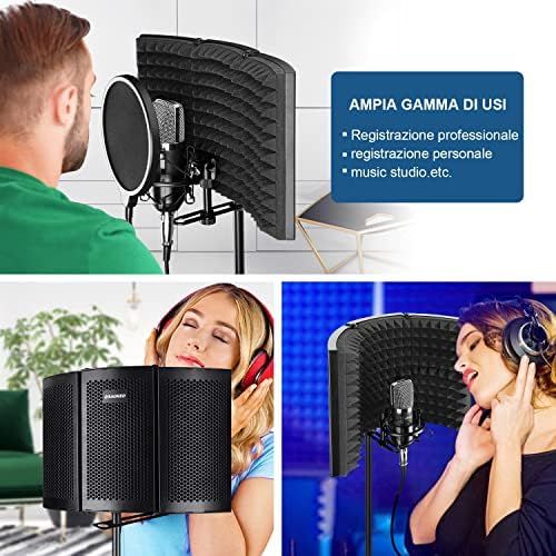 [아마존베스트]Aokeo Microphone insulation sound insulation, studio microphone sound-absorbing foam reflector for any condenser microphone studio recording equipment.