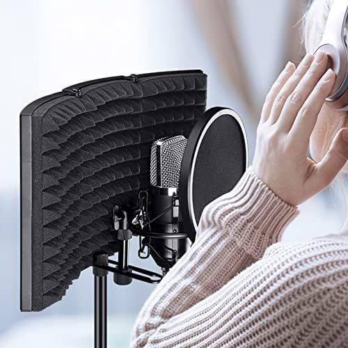  [아마존베스트]Aokeo Microphone insulation sound insulation, studio microphone sound-absorbing foam reflector for any condenser microphone studio recording equipment.