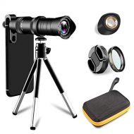 Aokin Cell Phone Camera Lens, Adjustable 30x 18x Telephoto Zoom Lens HD 4K, Free UV Lens Detachable Clamps Strong Tripod Portable Package for iPhone XR,XS MAX,XS,X,8,7,6,6s Plus Sa