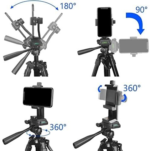  [아마존베스트]Aokiper Mobile Phone Tripod, for Smartphone, with Mobile Phone Holder and Bluetooth Remote Control, Mobile Phone Tripod for iPhone, Samsung, and Cameras